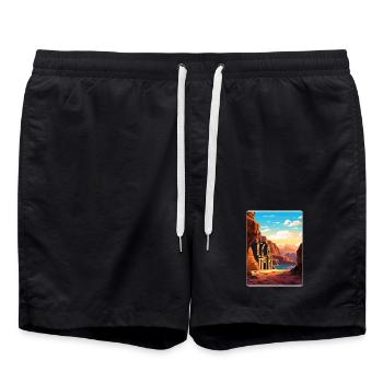 Petra Jordan Reise Poster Souvenir Postkarte Farbe - Badeshorts - Schwarz - Vorne - AI Model Male 185 light (185cm)