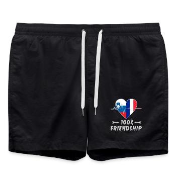 Slowenien und Frankreich 100% Freundschaft - Badeshorts - Schwarz - Vorne - AI Model Male 185 light (185cm)