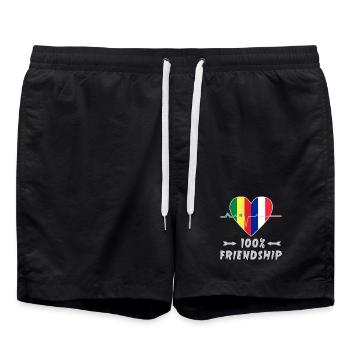 100 % amitié entre le Sénégal et la France - Short de bain - noir - Devant - AI Model Male 185 light (185cm)