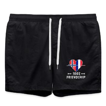 Norwegen und Frankreich 100% Freundschaft - Badeshorts - Schwarz - Vorne - AI Model Male 185 light (185cm)