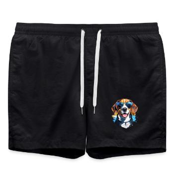 Beagle mit Sonnenbrille - Badeshorts - Schwarz - Vorne - AI Model Male 185 light (185cm)