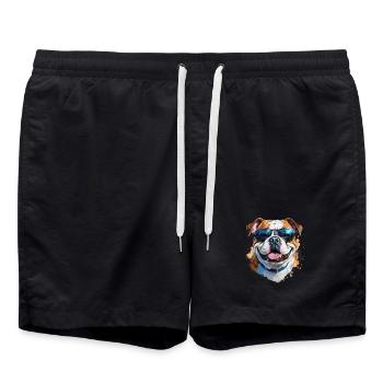 Bulldogge mit Sonnenbrille - Badeshorts - Schwarz - Vorne - AI Model Male 185 light (185cm)