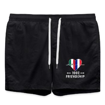 Mexiko und Frankreich 100% Freundschaft - Badeshorts - Schwarz - Vorne - AI Model Male 185 light (185cm)