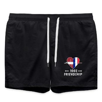Lettland und Frankreich 100% Freundschaft - Badeshorts - Schwarz - Vorne - AI Model Male 185 light (185cm)