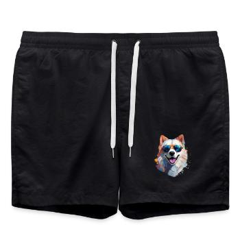 Samoyed with sunglasses - Swim Trunks - black - Front - AI Model Male 185 light (185cm)
