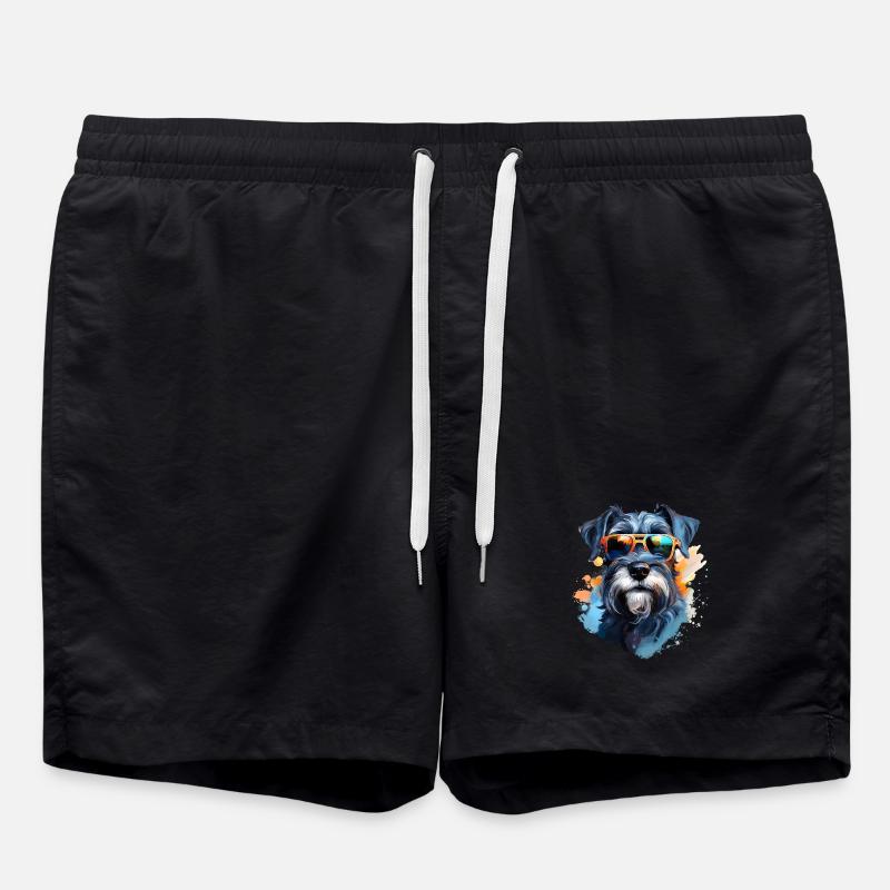 Schnauzer avec lunettes de soleil - Short de bain - noir