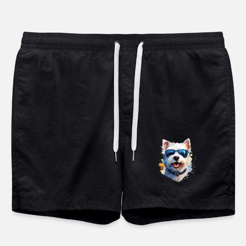 Westie avec lunettes de soleil - Short de bain - noir