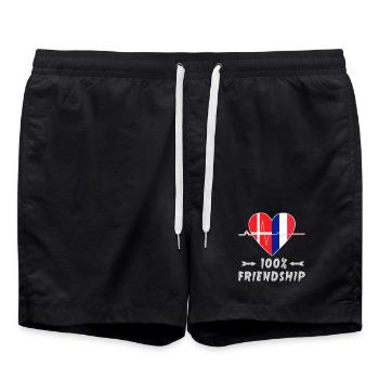 Dänemark und Frankreich 100% Freundschaft - Badeshorts - Schwarz - Vorne - AI Model Male 185 light (185cm)