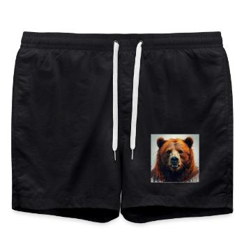 Orangener Bärenporträt Sprenkelkunst - Badeshorts - Schwarz - Vorne - AI Model Male 185 light (185cm)