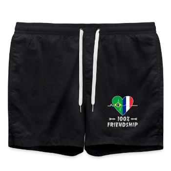 Le Brésil et la France, une amitié à 100 % - Short de bain - noir - Devant - AI Model Male 185 light (185cm)