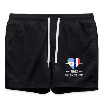 100 % amitié entre l'Argentine et la France - Short de bain - noir - Devant - AI Model Male 185 light (185cm)