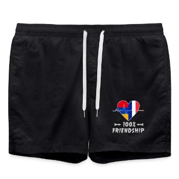 L'Arménie et la France : amitié à 100 % - Short de bain - noir - Devant - AI Model Male 185 light (185cm)