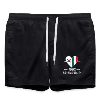 Südkorea und Italien 100% Freundschaft - Badeshorts - Schwarz - Vorne - AI Model Male 185 light (185cm)