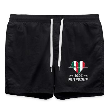 Mexiko und Italien 100% Freundschaft - Badeshorts - Schwarz - Vorne - AI Model Male 185 light (185cm)
