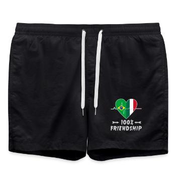 100 % amitié entre le Brésil et l'Italie - Short de bain - noir - Devant - AI Model Male 185 light (185cm)