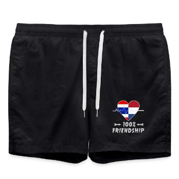 Thailand and Netherlands 100% friendship - Swim Trunks - black - Front - AI Model Male 185 light (185cm)