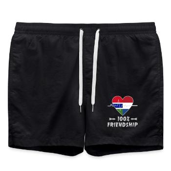 100 % amitié entre la Gambie et les Pays-Bas - Short de bain - noir - Devant - AI Model Male 185 light (185cm)