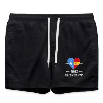 Somalia und Spanien 100% Freundschaft - Badeshorts - Schwarz - Vorne - AI Model Male 185 light (185cm)