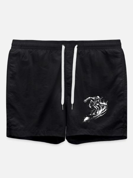 Surfer Sketch - Swim Trunks - black
