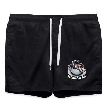 Black Coffee Astronaut Mug Galaxy Gift - Swim Trunks - black - Front - AI Model Male 185 light (185cm)