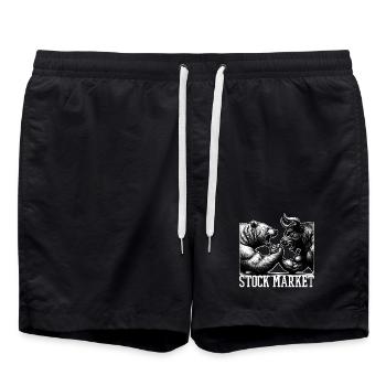 Aktienmarkt Börse Stier Bulle Bär Geschenk - Badeshorts - Schwarz - Vorne - AI Model Male 185 light (185cm)