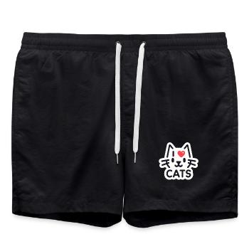 Charming cat love - Swim Trunks - black - Front - AI Model Male 185 light (185cm)