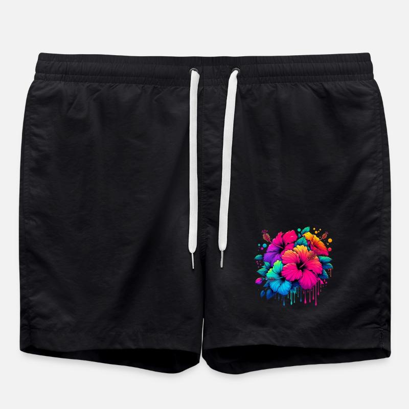 Fleurs d’hibiscus - Short de bain - noir