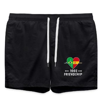 Brasilien und Spanien 100% Freundschaft - Badeshorts - Schwarz - Vorne - AI Model Male 185 light (185cm)