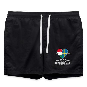 Hungary and Sweden 100% friendship - Swim Trunks - black - Front - AI Model Male 185 light (185cm)