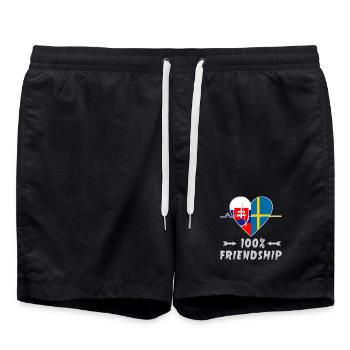 Slovakia and Sweden 100% friendship - Swim Trunks - black - Front - AI Model Male 185 light (185cm)