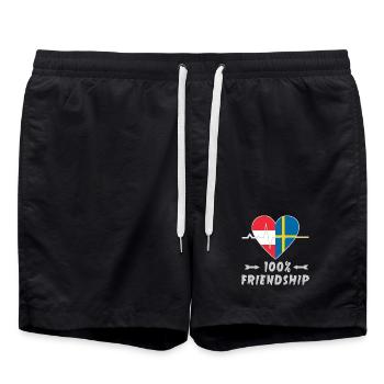 Österreich und Schweden 100% Freundschaft - Badeshorts - Schwarz - Vorne - AI Model Male 185 light (185cm)