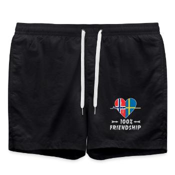 Norwegen und Schweden 100% Freundschaft - Badeshorts - Schwarz - Vorne - AI Model Male 185 light (185cm)