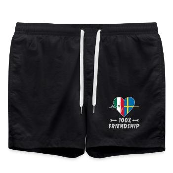 Mexiko und Schweden 100% Freundschaft - Badeshorts - Schwarz - Vorne - AI Model Male 185 light (185cm)