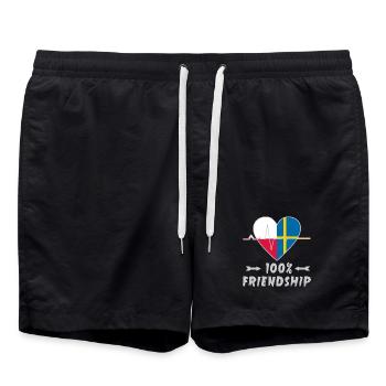 Polen und Schweden 100% Freundschaft - Badeshorts - Schwarz - Vorne - AI Model Male 185 light (185cm)