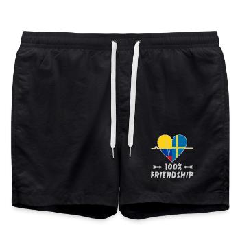 Colombia and Sweden 100% friendship - Swim Trunks - black - Front - AI Model Male 185 light (185cm)