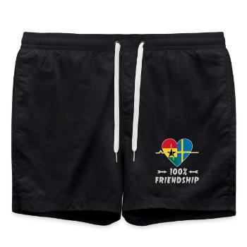 Ghana and Sweden 100% friendship - Swim Trunks - black - Front - AI Model Male 185 light (185cm)
