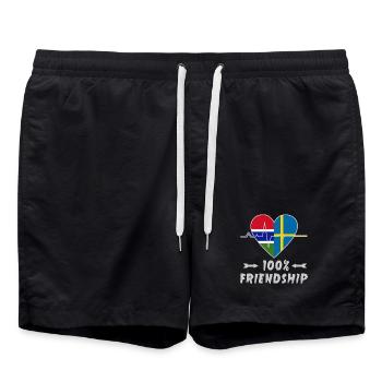 100 % amitié entre la Gambie et la Suède - Short de bain - noir - Devant - AI Model Male 185 light (185cm)