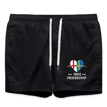 England und Schweden 100% Freundschaft - Badeshorts - Schwarz - Vorne - AI Model Male 185 light (185cm)