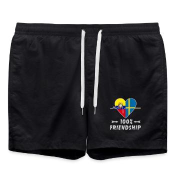 Ecuador and Sweden 100% friendship - Swim Trunks - black - Front - AI Model Male 185 light (185cm)