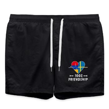 Armenien und Schweden 100% Freundschaft - Badeshorts - Schwarz - Vorne - AI Model Male 185 light (185cm)