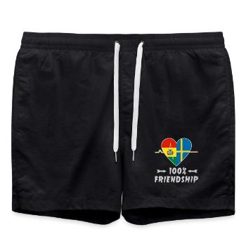 Bolivia and Sweden 100% friendship - Swim Trunks - black - Front - AI Model Male 185 light (185cm)