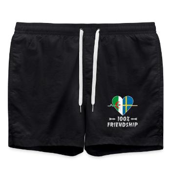 Algeria and Sweden 100% friendship - Swim Trunks - black - Front - AI Model Male 185 light (185cm)