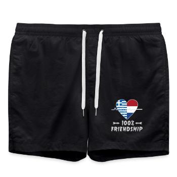 Greece and Netherlands 100% friendship - Swim Trunks - black - Front - AI Model Male 185 light (185cm)