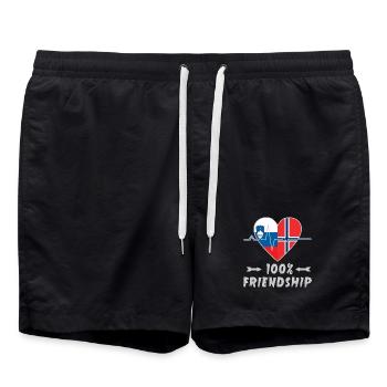 Slowenien und Norwegen 100% Freundschaft - Badeshorts - Schwarz - Vorne - AI Model Male 185 light (185cm)