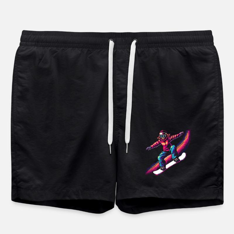 Snowboarding Pixel - Swim Trunks - black