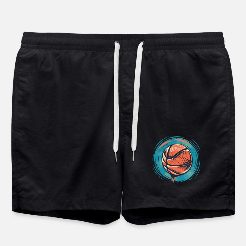 Dessin de ballon de basket-ball - Short de bain - noir