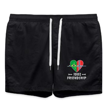 Brasilien und Norwegen 100% Freundschaft - Badeshorts - Schwarz - Vorne - AI Model Male 185 light (185cm)