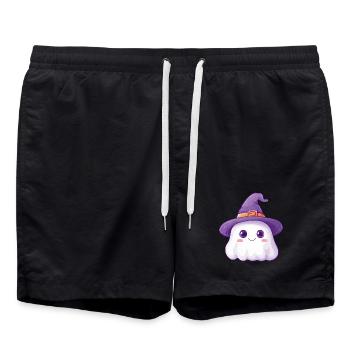 Cute Ghost - Swim Trunks - black - Front - AI Model Male 185 light (185cm)