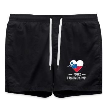 Slowenien und Polen 100% Freundschaft - Badeshorts - Schwarz - Vorne - AI Model Male 185 light (185cm)