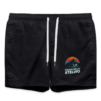 Passo dello Stelvio Rennrad Italien - Badeshorts - Schwarz - Vorne - AI Model Male 185 light (185cm)